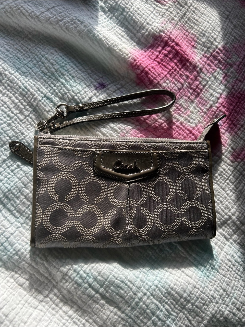 Coach Gray Signature Wristlet Clutch